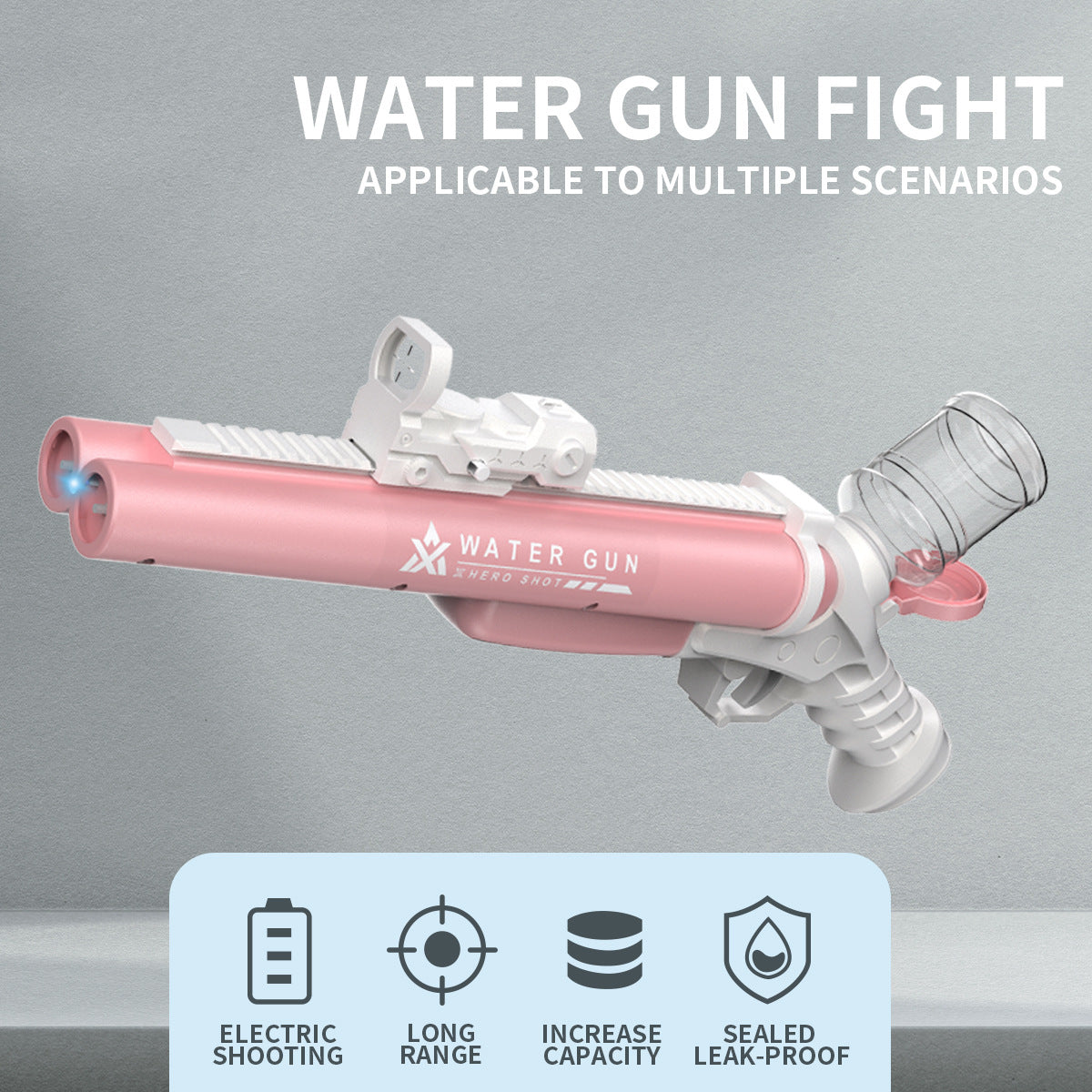 2023 Amazon Tiktok Electric Water Gun Toy Double-shot Hole Continuous Hair Automatic Water Playing Gun Glock